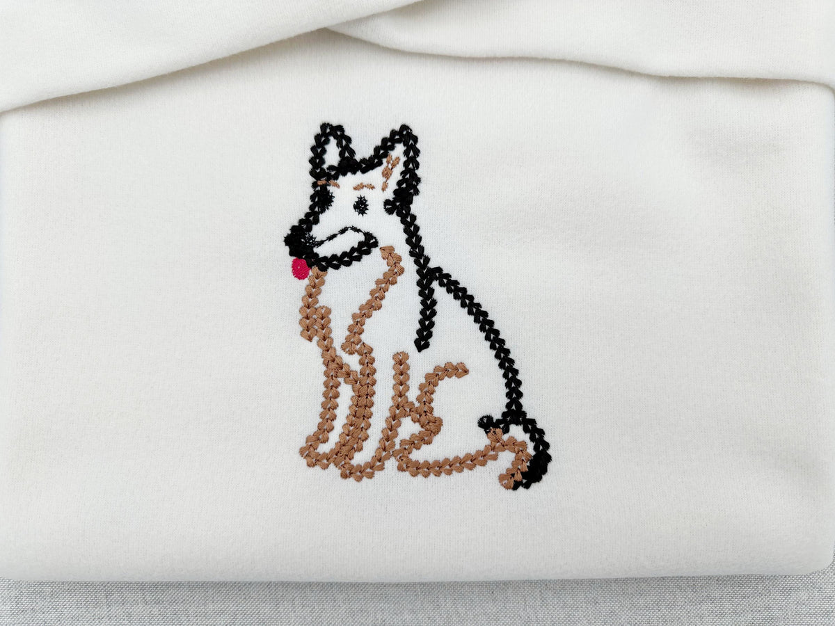 German Shepherd puppy dog outline chunky thread effect chain stitch machine embroidery designs kids baby design