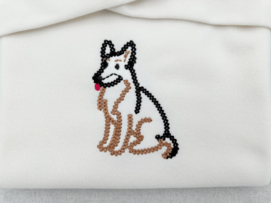German Shepherd puppy dog outline chunky thread effect chain stitch machine embroidery designs kids baby design