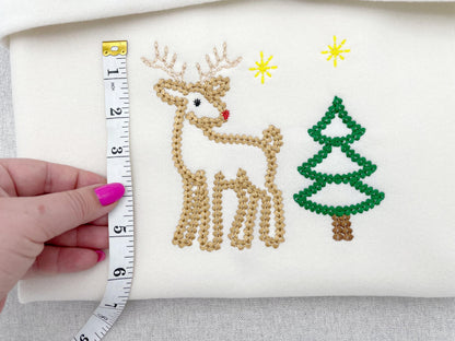 Cerf et sapin de Noël à effet fil épais