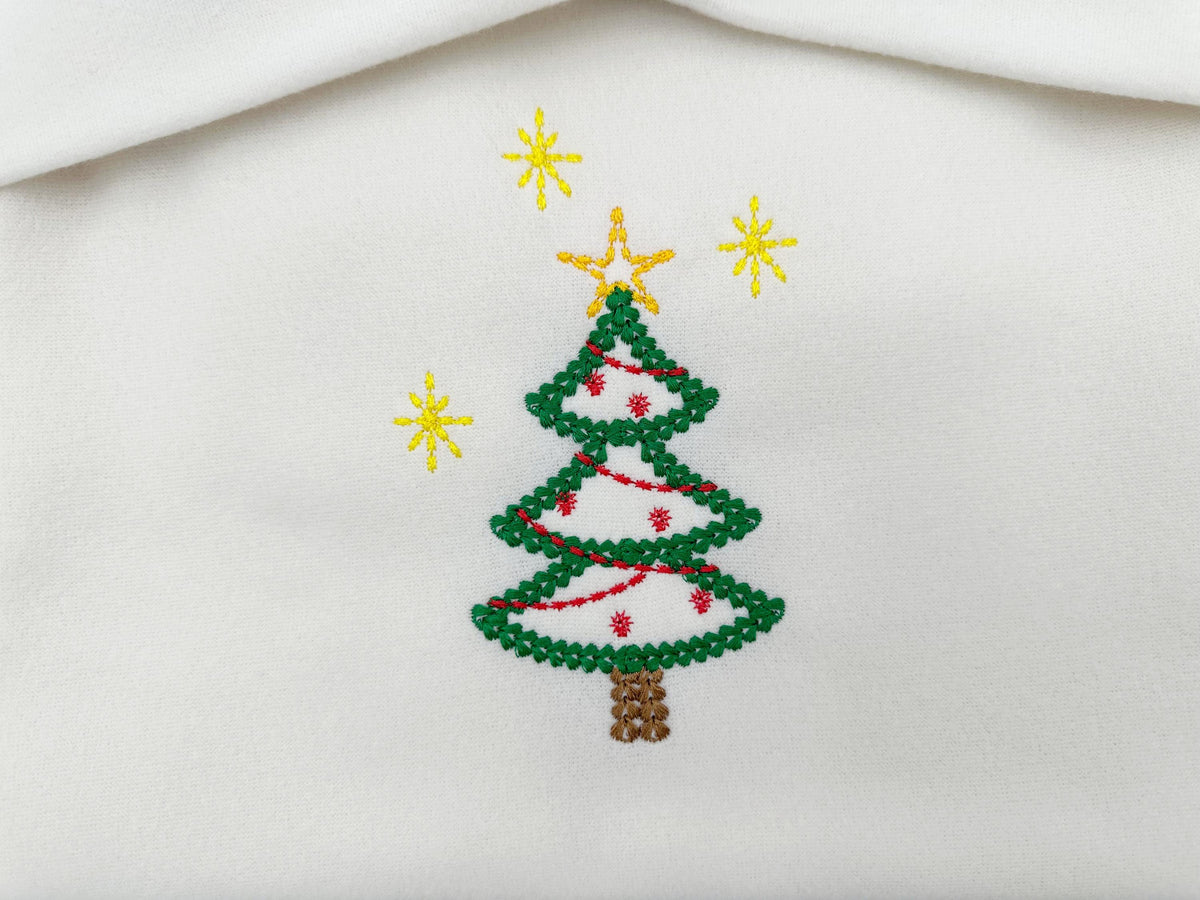 Sparkling Star Christmas Tree chunky thread effect outline machine embroidery designs sweet home winter holidays design