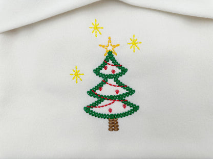 Sparkling Star Christmas Tree chunky thread effect outline machine embroidery designs sweet home winter holidays design