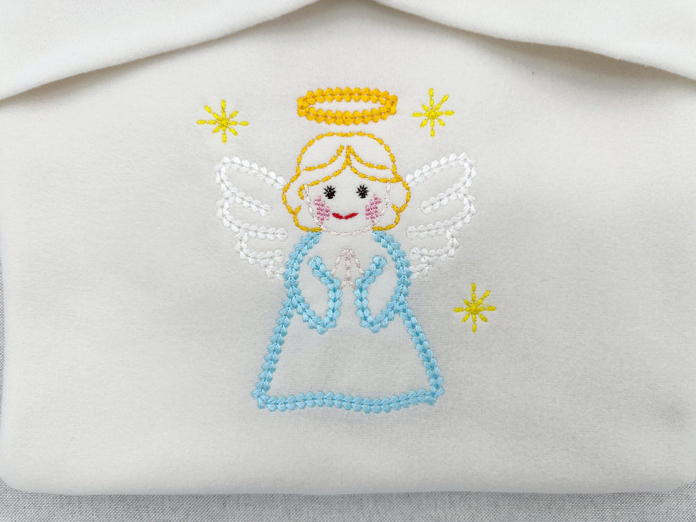 Lovely little Angel chunky thread effect outline machine embroidery designs sweet home Christmas design baby girls