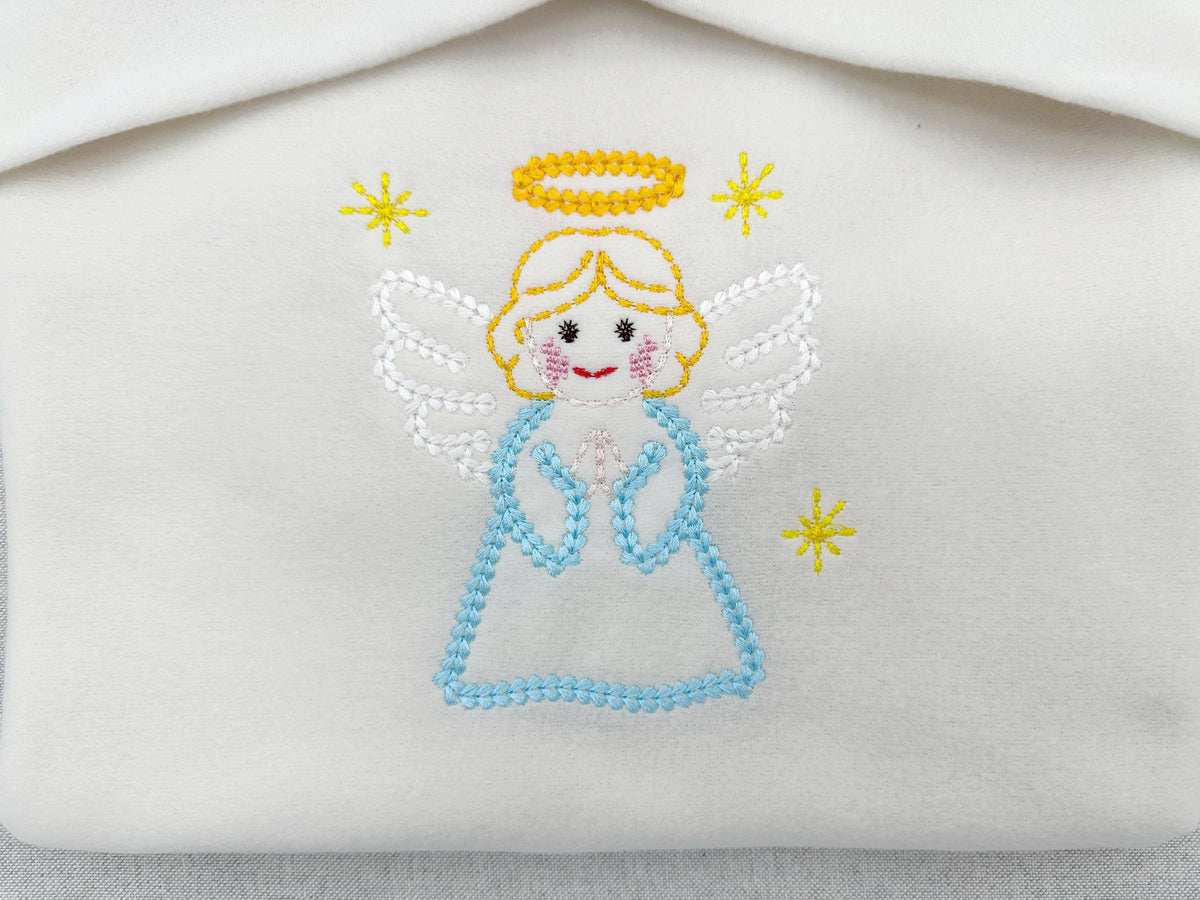 Lovely little Angel chunky thread effect outline machine embroidery designs sweet home Christmas design baby girls