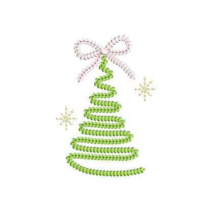 Bow Christmas Tree Chunky Thread Effect