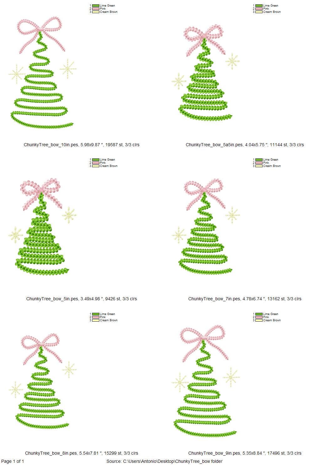 Bow Christmas Tree Chunky Thread Effect