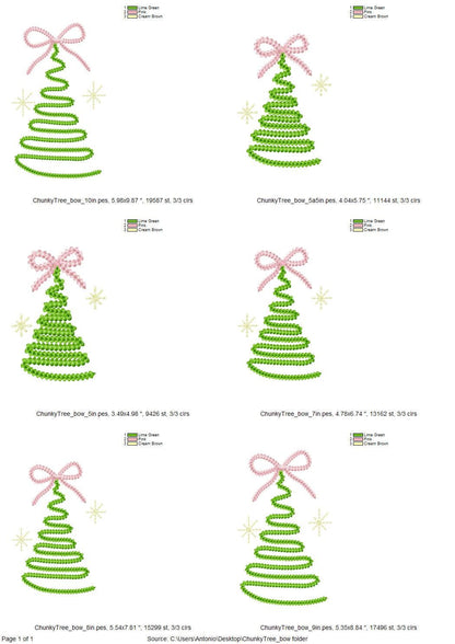 Bow Christmas Tree Chunky Thread Effect