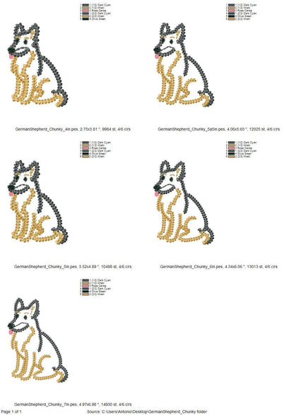 Deutscher Schäferhund in der Optik von dickem Garn