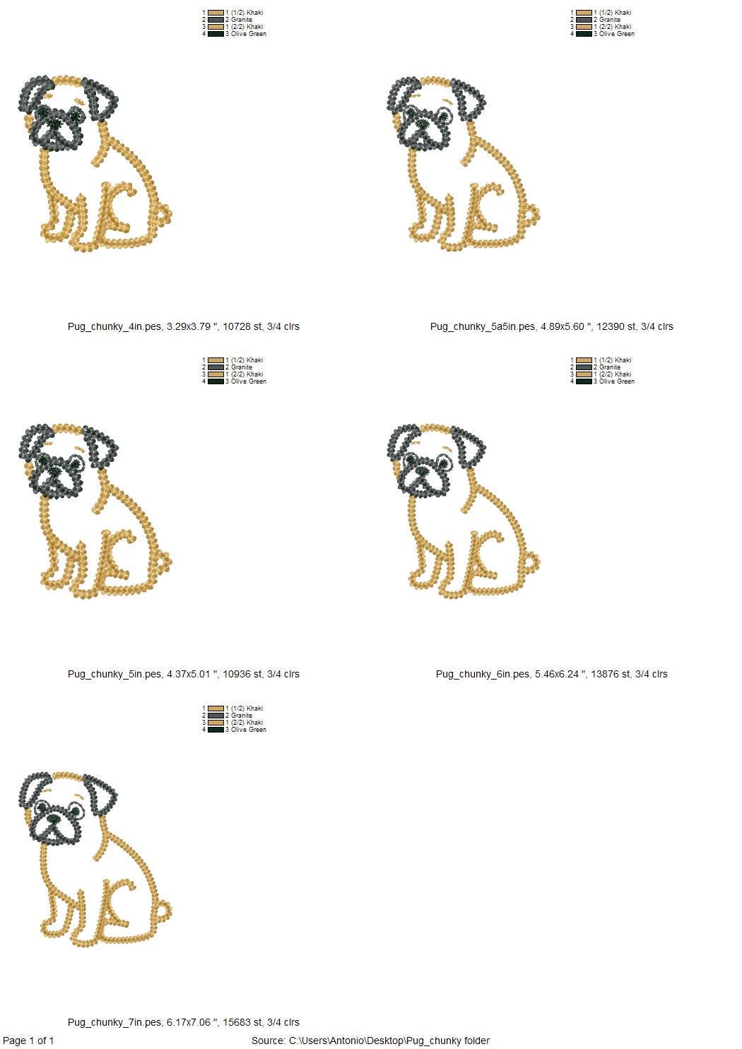 Cute Pug Chunky Thread Effect