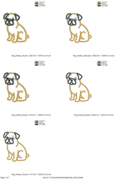 Cute Pug Chunky Thread Effect