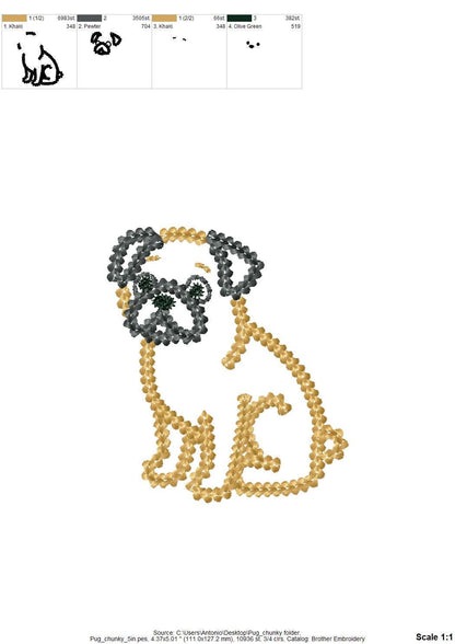 Cute Pug Chunky Thread Effect