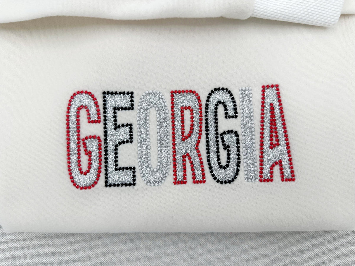 Tall Narrow Collegiate style FONT Applique Pearl stitch outline Alphabet machine embroidery designs