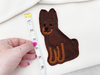 Doberman puppy dog outline chunky thread effect chain stitch machine embroidery designs