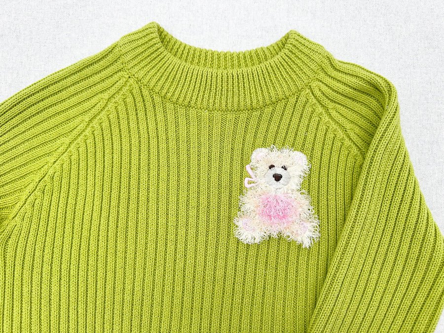 Cute Fringed Teddy Bear soft toy kids baby girls little fluffy bear fur fringe machine embroidery design