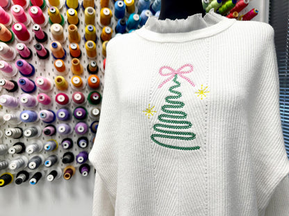 Bow Christmas Tree Chunky Thread Effect