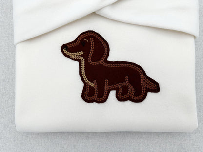 Dachshund puppy dog outline chunky thread effect chain stitch machine embroidery designs kids baby design