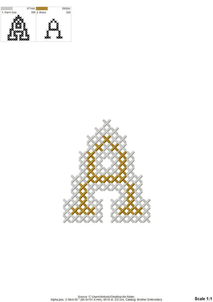 Chunky Cross Stitch Greek Font