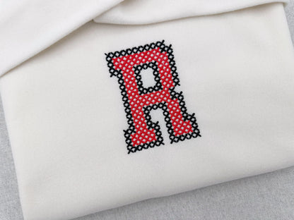 Varsity Chunky Cross Stitch FONT sport Monogram machine embroidery designs unique Alphabet Block style BIG sizes 3.3 up to 8 inches BX