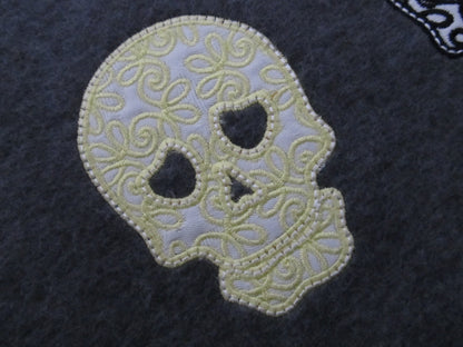 Lace curly skulls collection set of 3 types, Calavera, Halloween, machine embroidery applique designs for hoops 4x4 and 5x7 INSTANT DOWNLOAD
