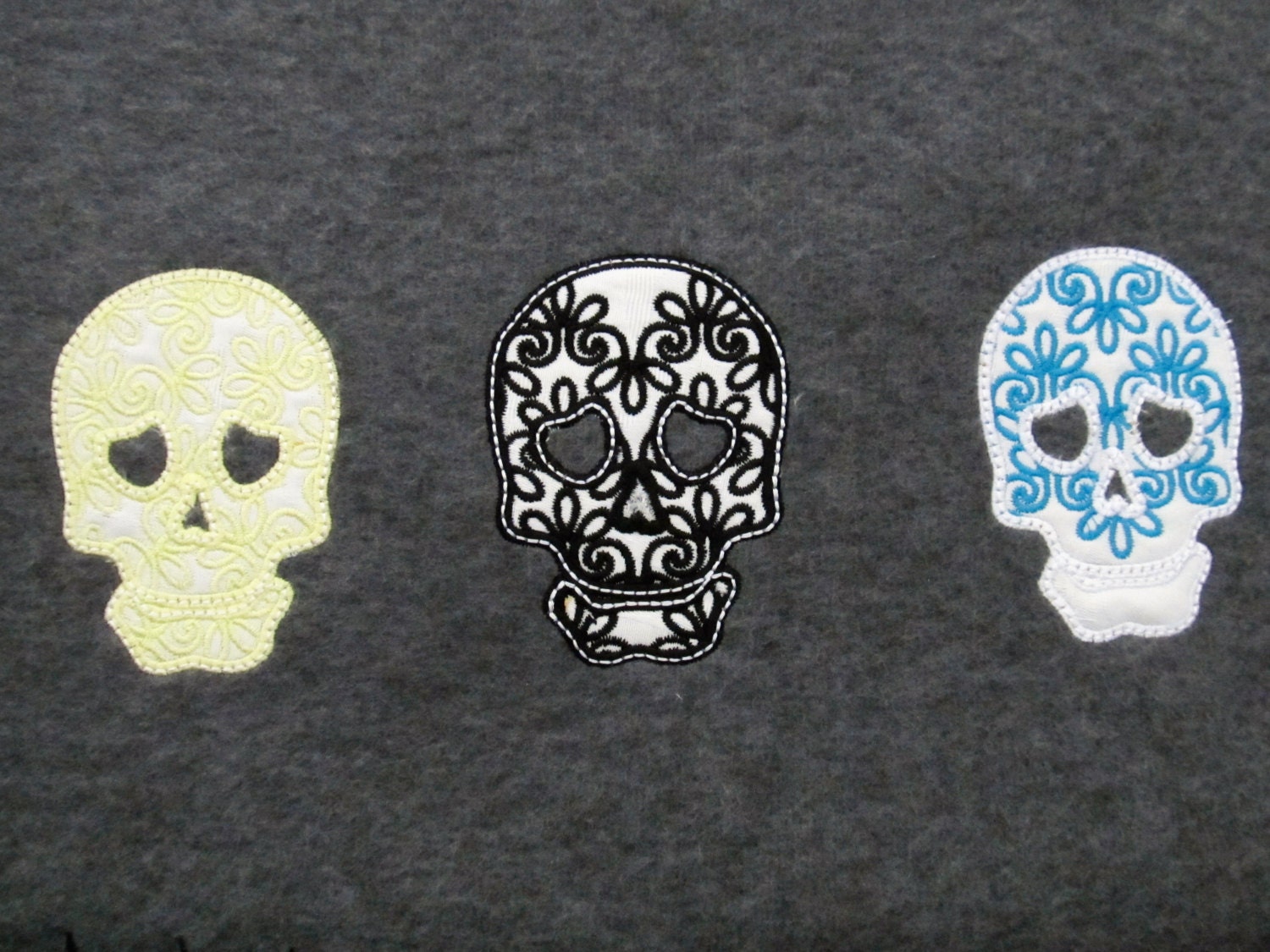 Lace curly skulls collection set of 3 types, Calavera, Halloween, machine embroidery applique designs for hoops 4x4 and 5x7 INSTANT DOWNLOAD