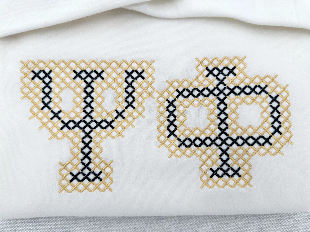 Chunky Cross stitch Greek FONT sport Monogram sororities Alphabet Block style machine embroidery design many sizes 2.6 up to 8 inches BX
