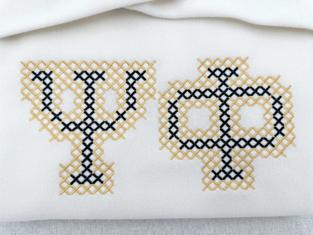 Chunky Cross stitch Greek FONT sport Monogram sororities Alphabet Block style machine embroidery design many sizes 2.6 up to 8 inches BX