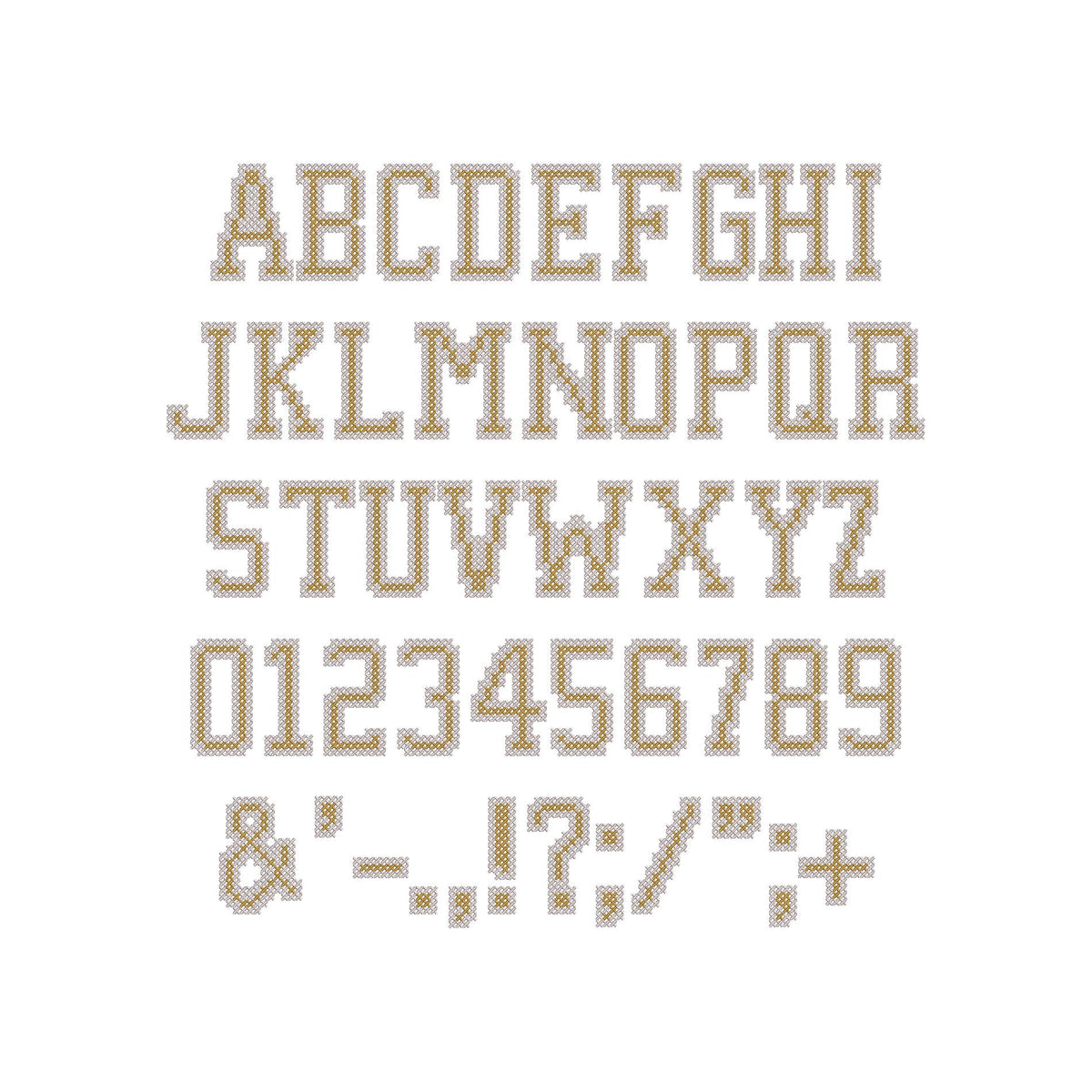 Varsity Outline Cross Stitch Font