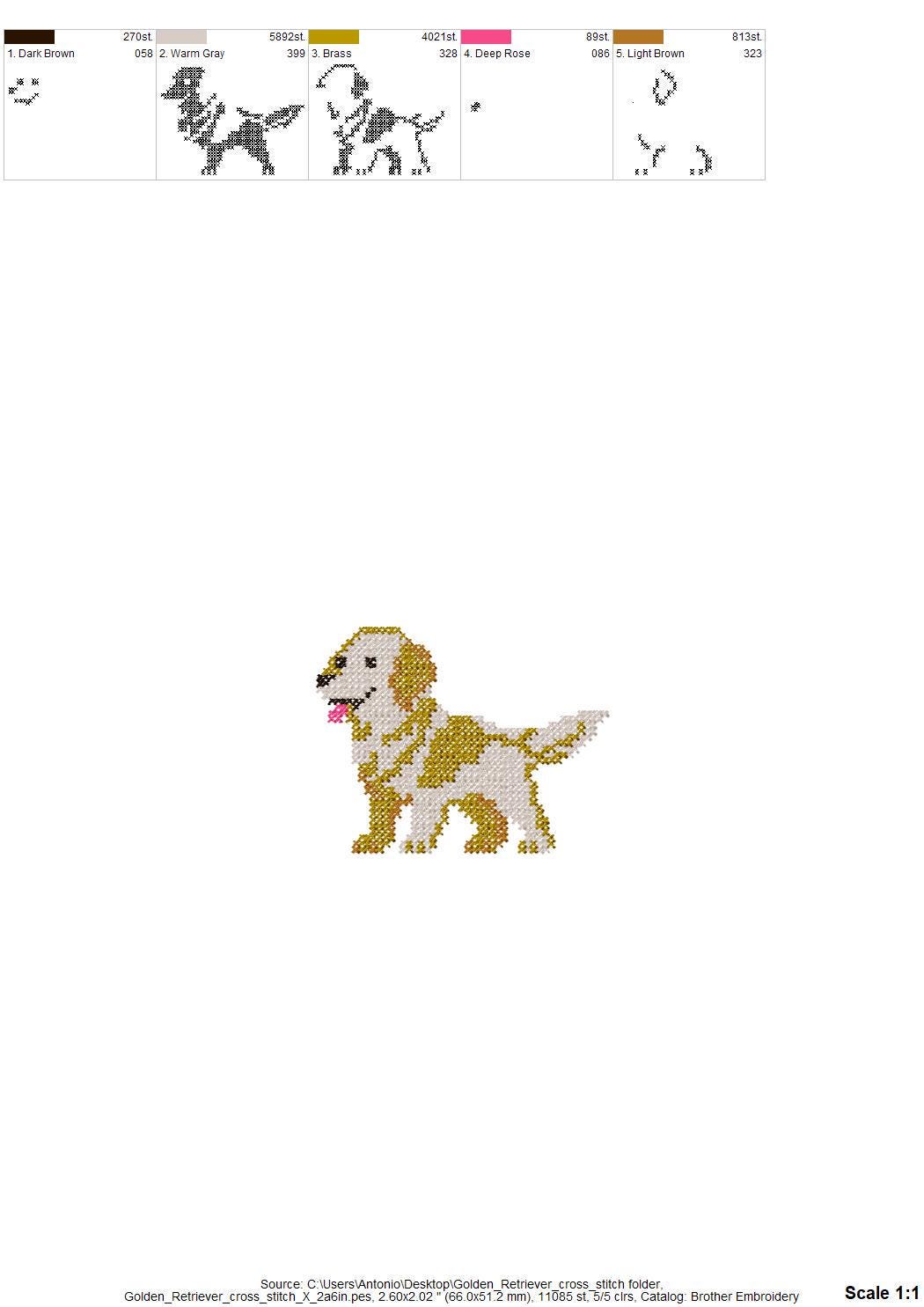 Golden retriever em ponto cruz