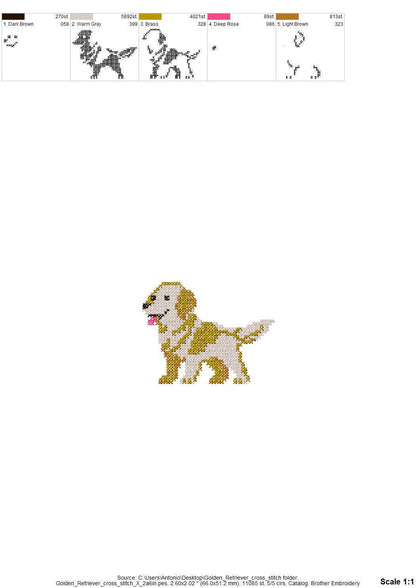 Golden retriever em ponto cruz
