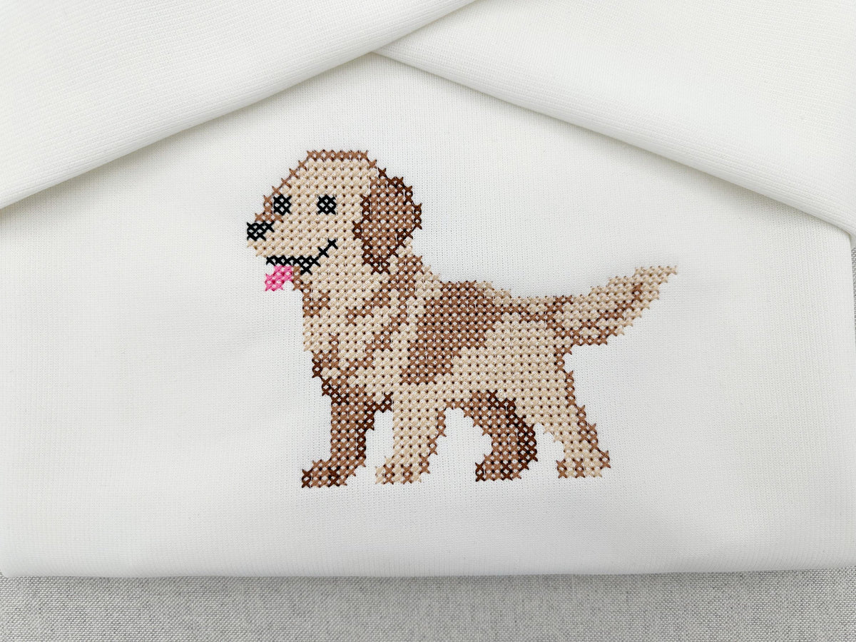 Cross stitch Golden Retriever Adorable Puppy dog machine embroidery design many sizes 2 up to 11 inches lovely choice for pet lovers