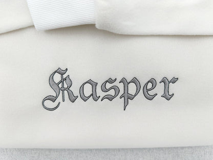 Old English satin and bean stitch outline FONT Kasper machine embroidery designs Medieval Gothic Alphabet Monogram sizes 1 up to 4.4 inch BX