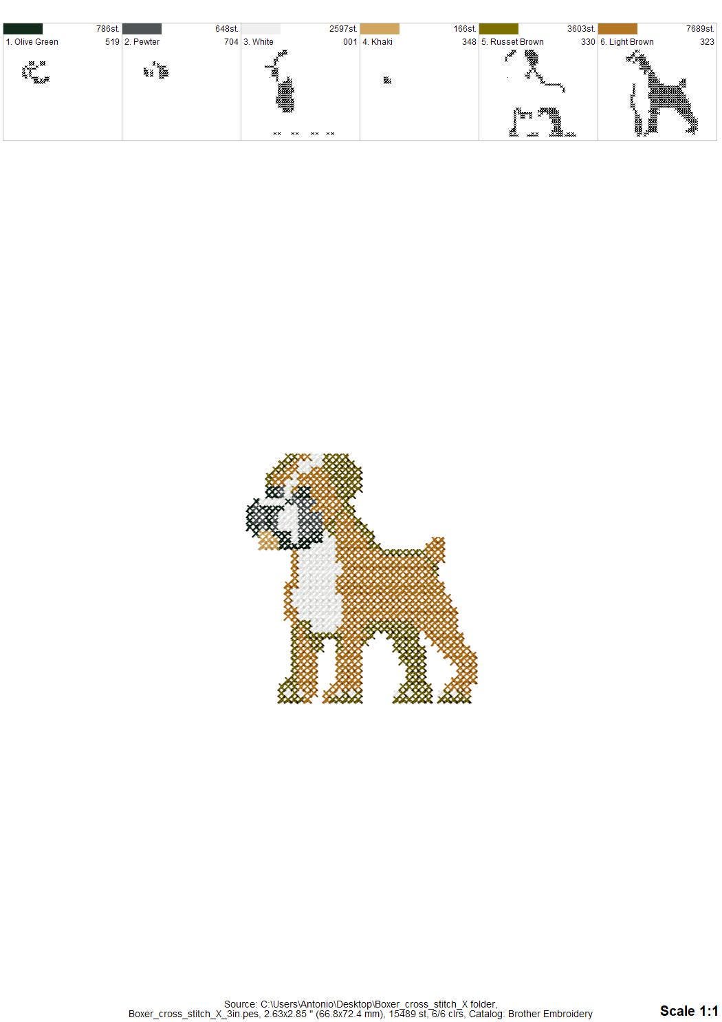 Cross Stitch Boxer Puppy
