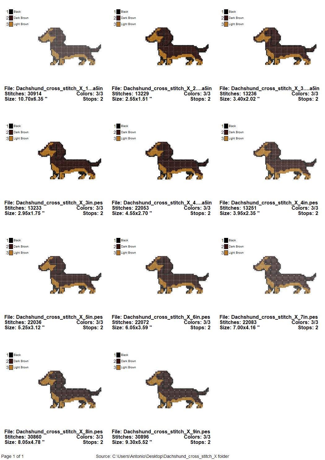 Cross Stitch Dachshund