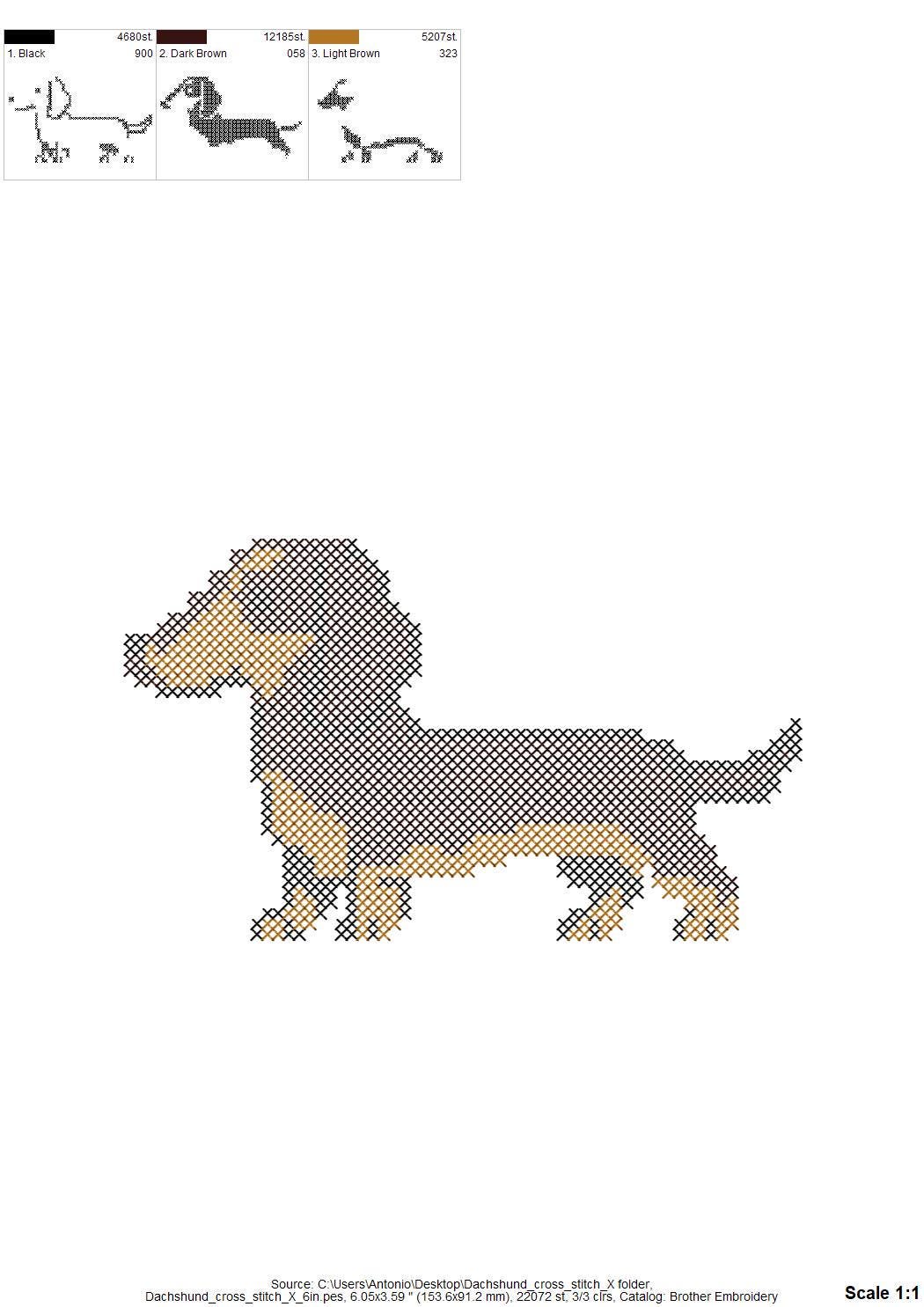 Cross Stitch Dachshund