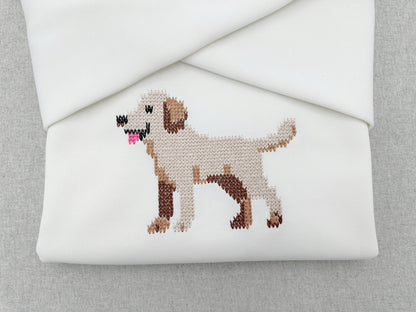 Knit stitch Labrador Puppy Dog cozy chunky knitted sweater effect machine embroidery design many sizes 5 up to 10.5 inches