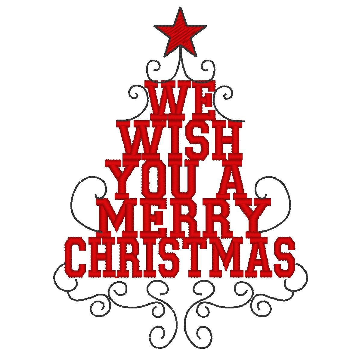 We Wish You a Merry Christmas Tree Machine Embroidery 4" 5" 6" 7" | PES DST JEF | Artapli