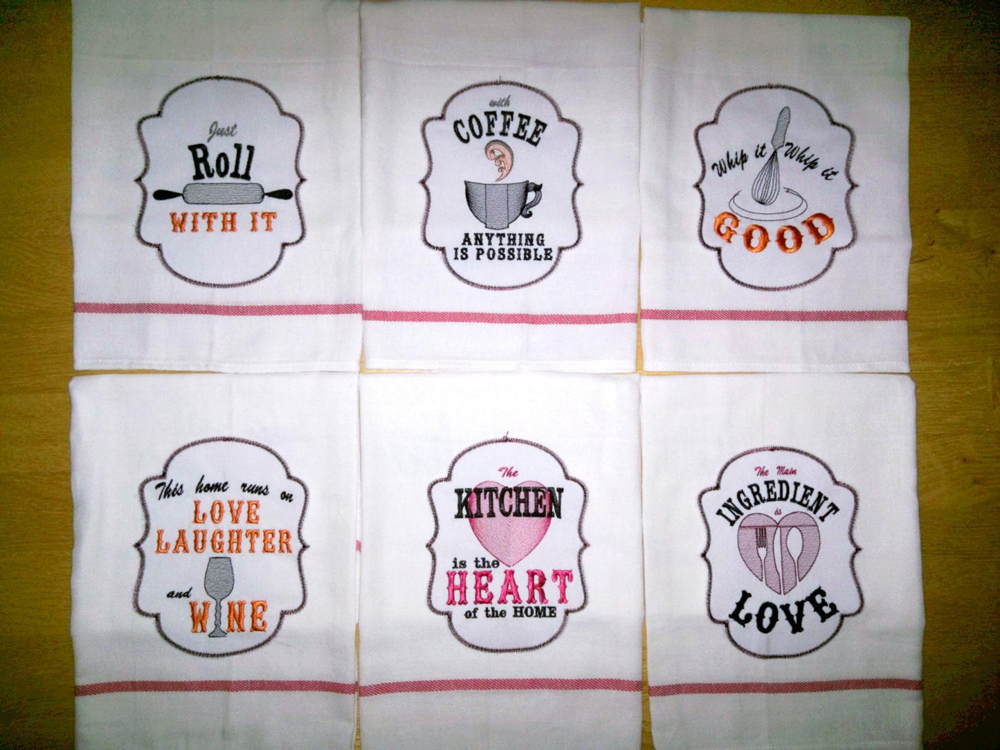 Kitchen Saying Applique Set of 6 Embroidery 4" 5" 7" | PES DST JEF | Artapli