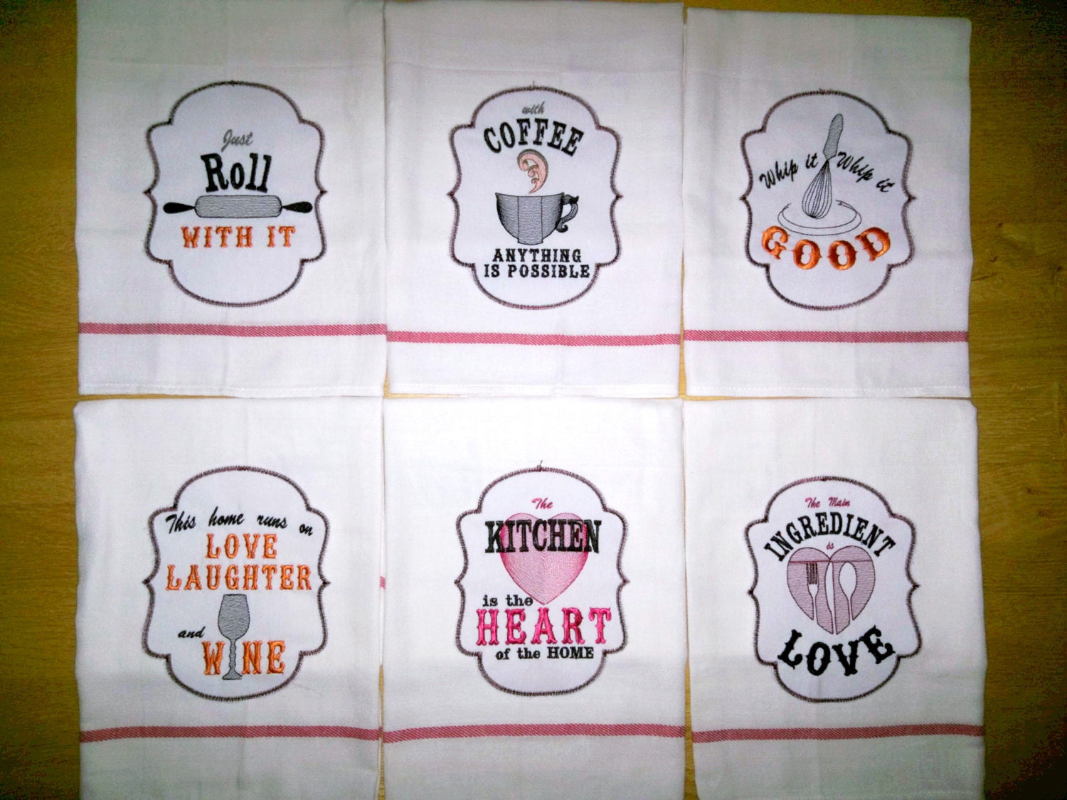 Kitchen Saying Applique Set of 6 Embroidery 4" 5" 7" | PES DST JEF | Artapli