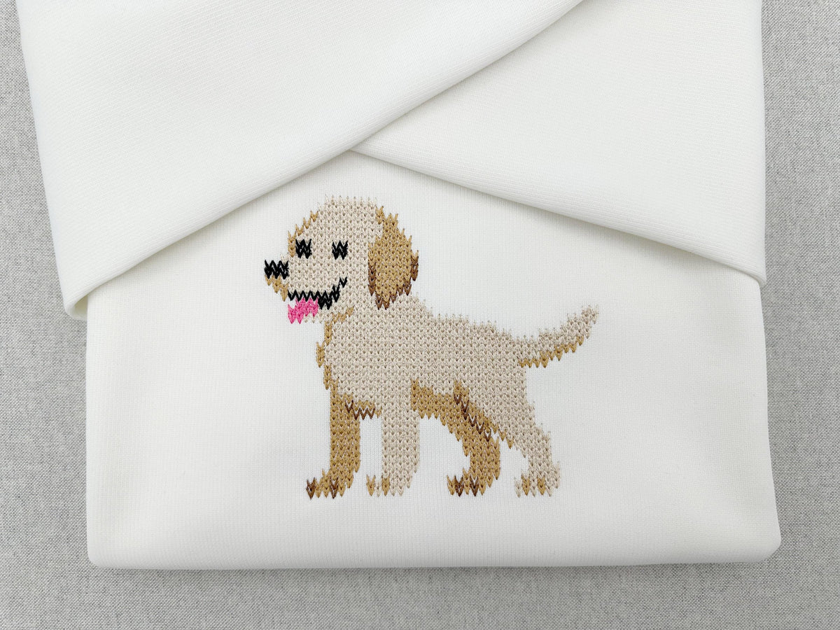 Knit stitch Labrador Retriever Puppy Dog cozy chunky knitted sweater effect machine embroidery design many sizes 4.5 up to 10.5 inches