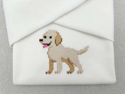 Knit stitch Labrador Retriever Puppy Dog cozy chunky knitted sweater effect machine embroidery design many sizes 4.5 up to 10.5 inches