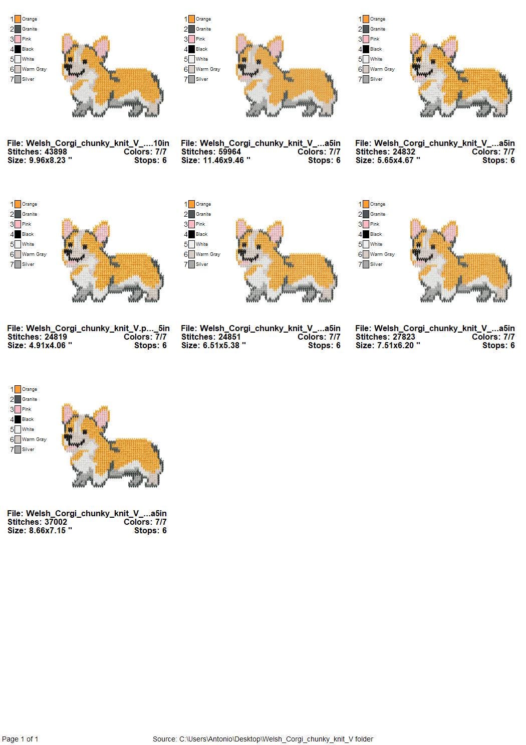 Welsh Corgi Knit Stitch – machine embroidery design by Artapli, photo 9