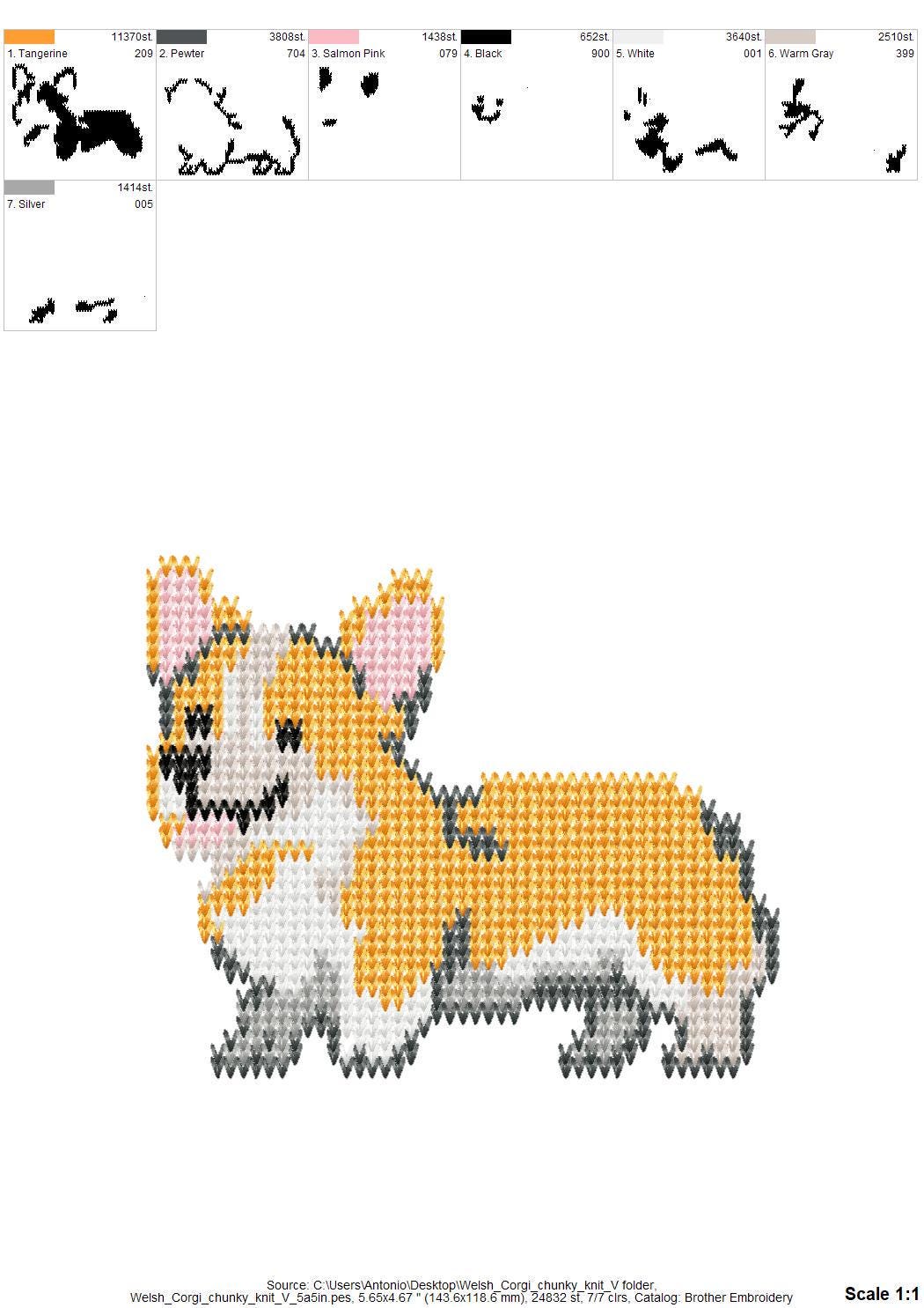 Welsh Corgi Knit Stitch – machine embroidery design by Artapli, photo 10