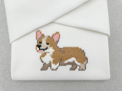 Knit stitch Welsh Corgi Puppy Dog cozy chunky knitted sweater effect machine embroidery design many sizes 5 up to 11.5 inches