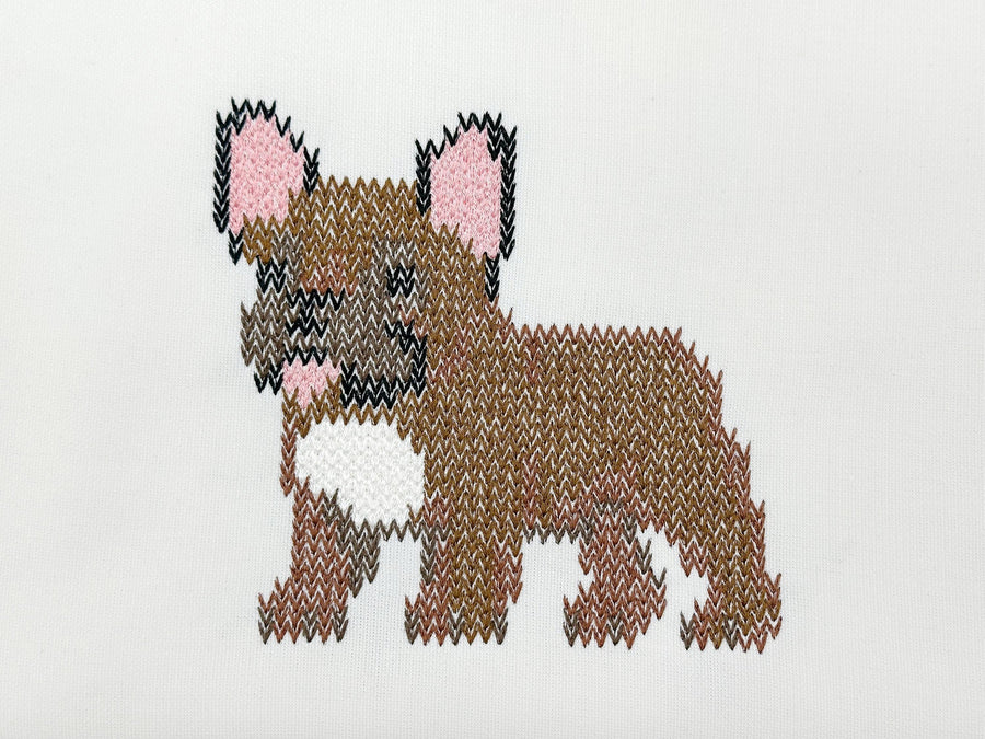 Knit stitch French Bulldog Puppy Dog cozy chunky knitted sweater effect machine embroidery design many sizes 4 up to 11 inches