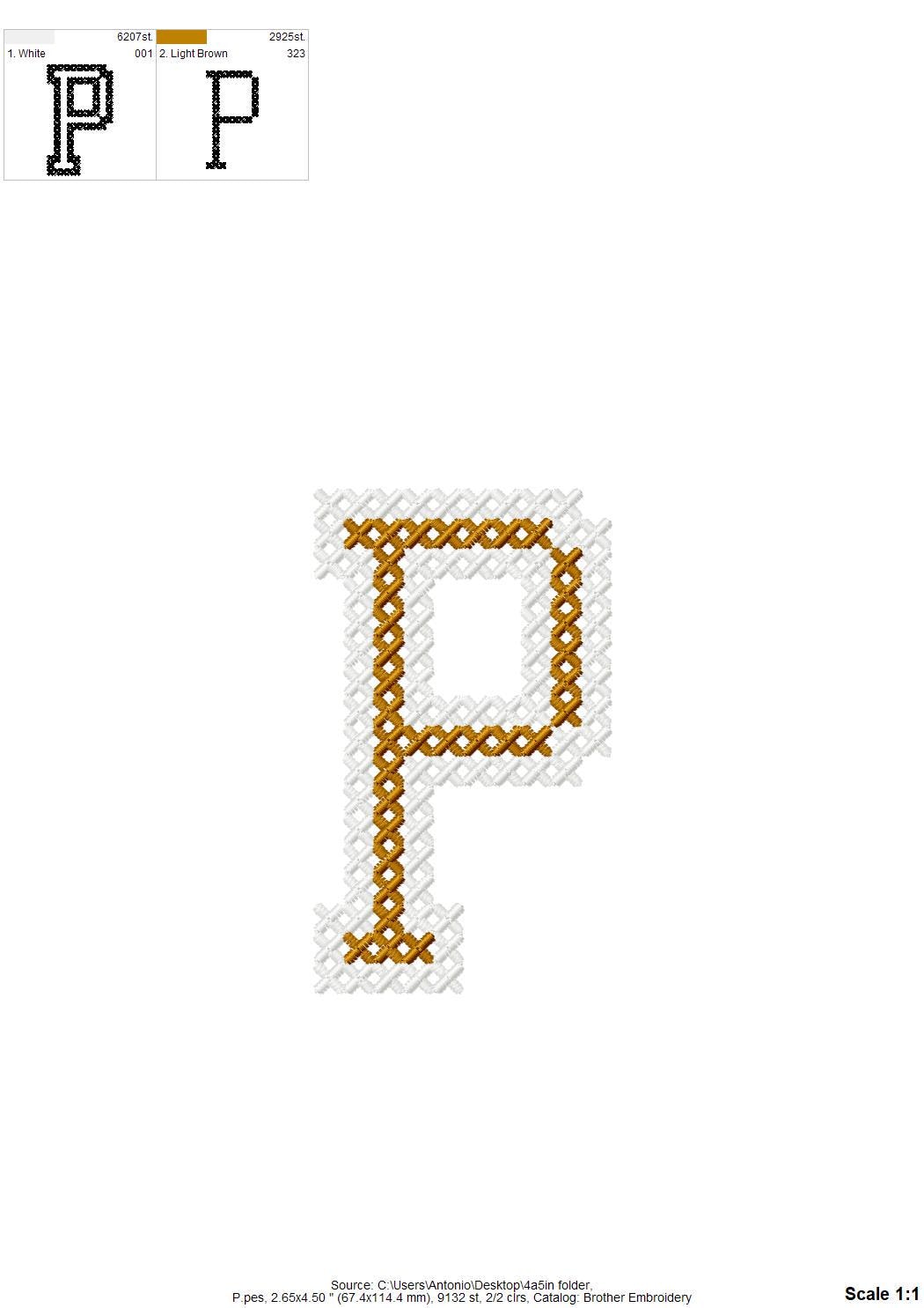 Varsity Outline Cross Stitch Font