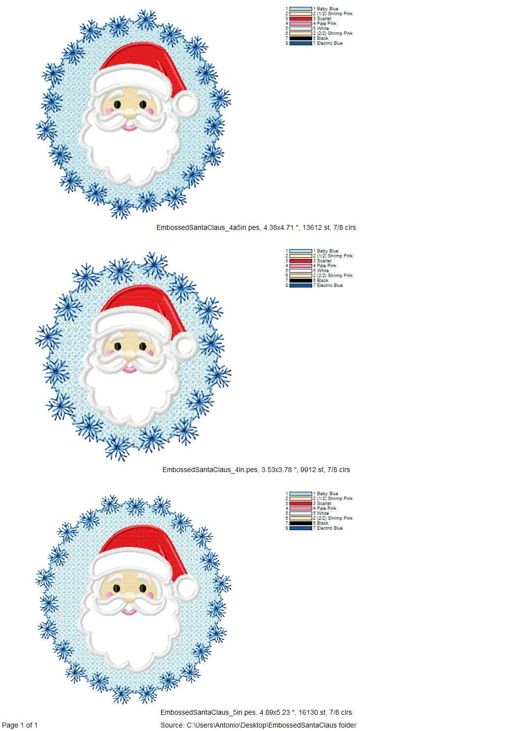 Embossed Santa Claus – machine embroidery design by Artapli, photo 9