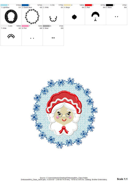 Embossed Mrs Santa Claus – machine embroidery design by Artapli, photo 9
