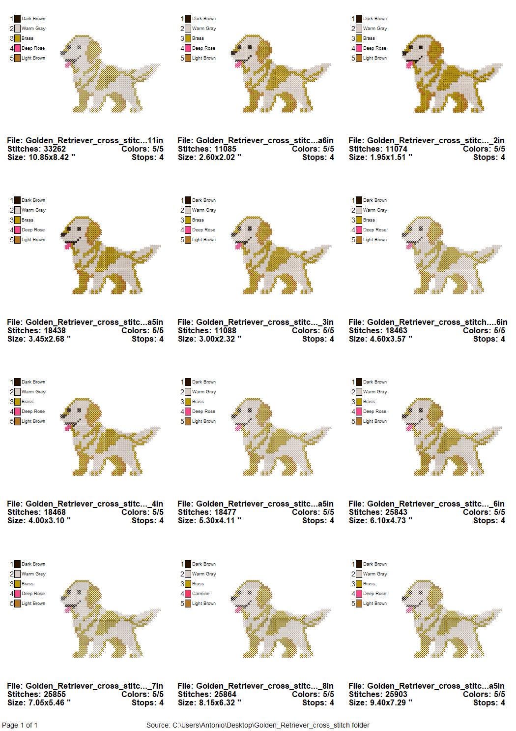 Golden retriever em ponto cruz