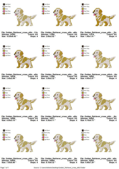 Golden retriever em ponto cruz