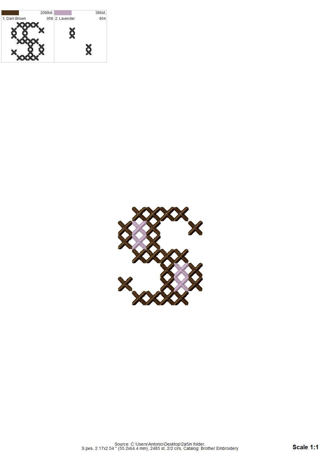 Chunky Cross Stitch Schrift, 2 Farben