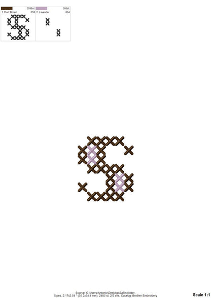 Chunky Cross Stitch Schrift, 2 Farben